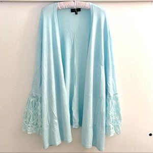 NWOT Lane Bryant Light Blue Lacy Cardigan Womens Plus Size 26/28